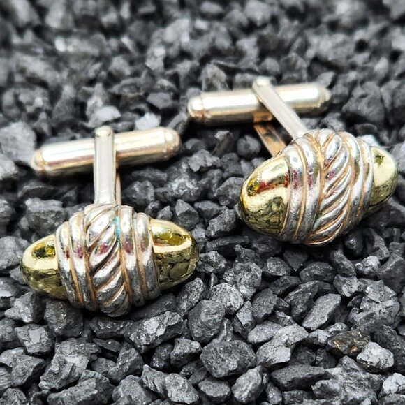 David Yurman .925 & 14kt Gold Cufflinks - Picture 1 of 6